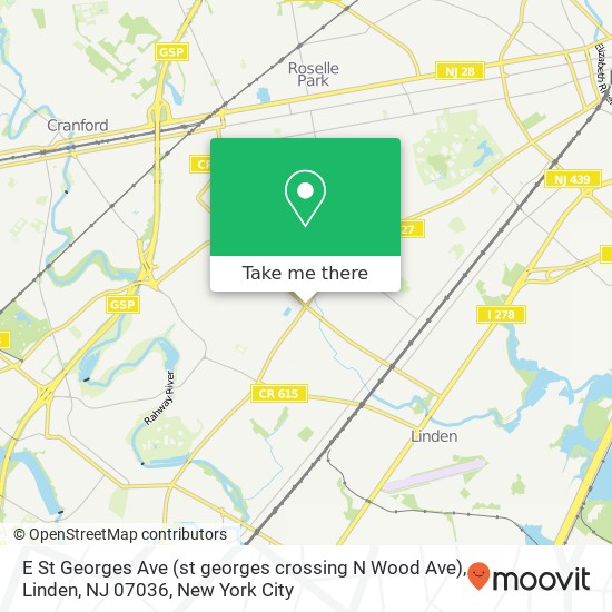 E St Georges Ave (st georges crossing N Wood Ave), Linden, NJ 07036 map