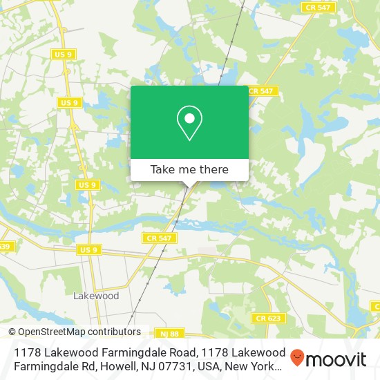 Mapa de 1178 Lakewood Farmingdale Road, 1178 Lakewood Farmingdale Rd, Howell, NJ 07731, USA