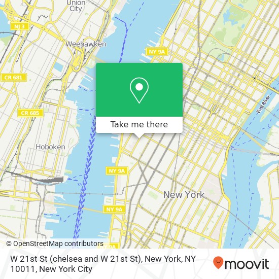 Mapa de W 21st St (chelsea and W 21st St), New York, NY 10011