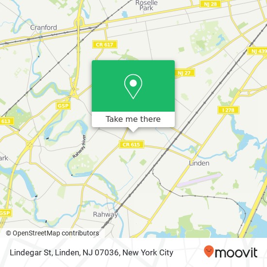 Mapa de Lindegar St, Linden, NJ 07036