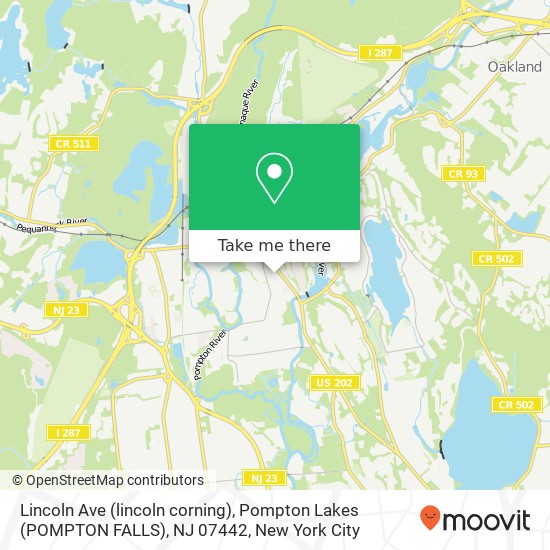 Lincoln Ave (lincoln corning), Pompton Lakes (POMPTON FALLS), NJ 07442 map