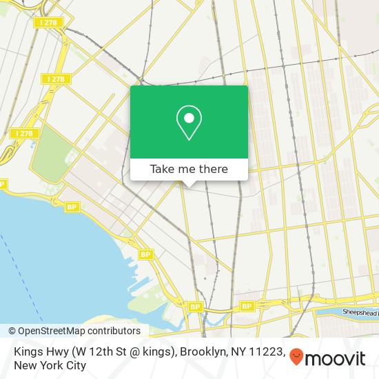 Mapa de Kings Hwy (W 12th St @ kings), Brooklyn, NY 11223