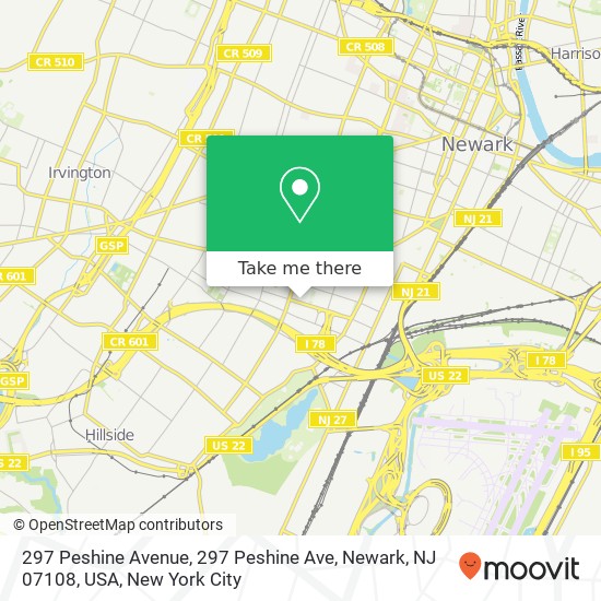 297 Peshine Avenue, 297 Peshine Ave, Newark, NJ 07108, USA map
