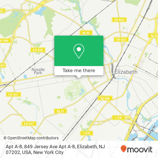 Apt A-8, 849 Jersey Ave Apt A-8, Elizabeth, NJ 07202, USA map