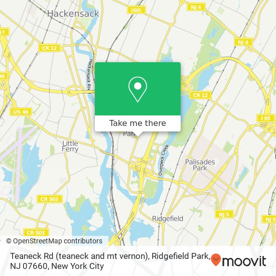 Mapa de Teaneck Rd (teaneck and mt vernon), Ridgefield Park, NJ 07660