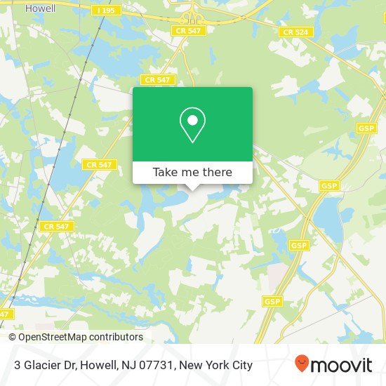 Mapa de 3 Glacier Dr, Howell, NJ 07731