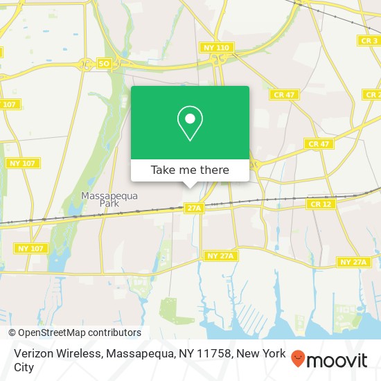 Mapa de Verizon Wireless, Massapequa, NY 11758