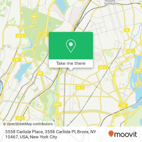 3558 Carlisle Place, 3558 Carlisle Pl, Bronx, NY 10467, USA map