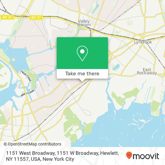 1151 West Broadway, 1151 W Broadway, Hewlett, NY 11557, USA map