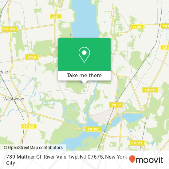 Mapa de 789 Mattner Ct, River Vale Twp, NJ 07675