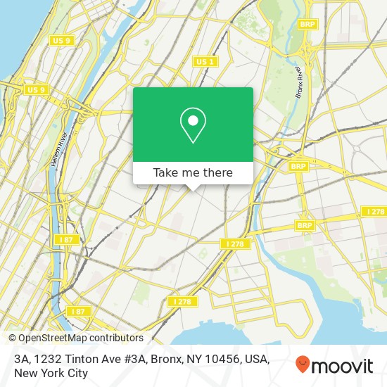 Mapa de 3A, 1232 Tinton Ave #3A, Bronx, NY 10456, USA