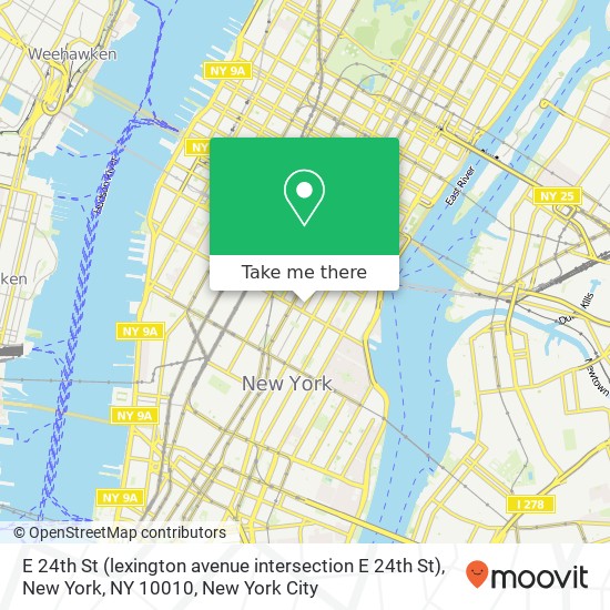 Mapa de E 24th St (lexington avenue intersection E 24th St), New York, NY 10010