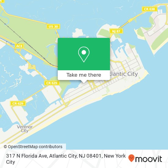 Mapa de 317 N Florida Ave, Atlantic City, NJ 08401