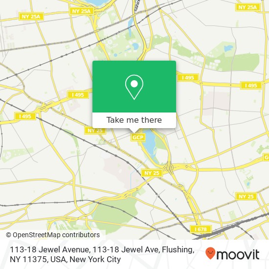Mapa de 113-18 Jewel Avenue, 113-18 Jewel Ave, Flushing, NY 11375, USA