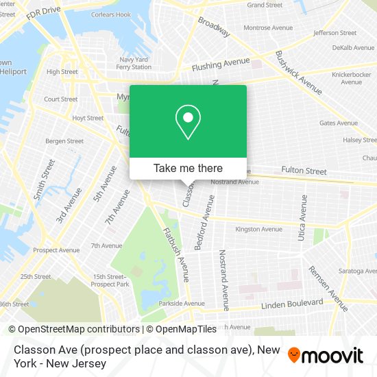 Classon Ave (prospect place and classon ave) map