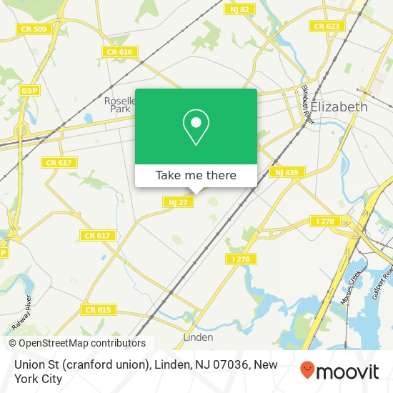 Mapa de Union St (cranford union), Linden, NJ 07036