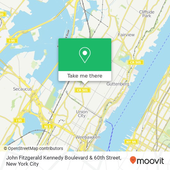 John Fitzgerald Kennedy Boulevard & 60th Street map