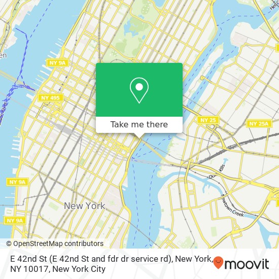 Mapa de E 42nd St (E 42nd St and fdr dr service rd), New York, NY 10017