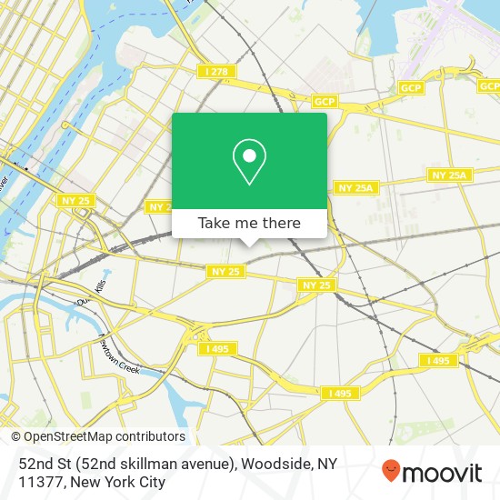 Mapa de 52nd St (52nd skillman avenue), Woodside, NY 11377