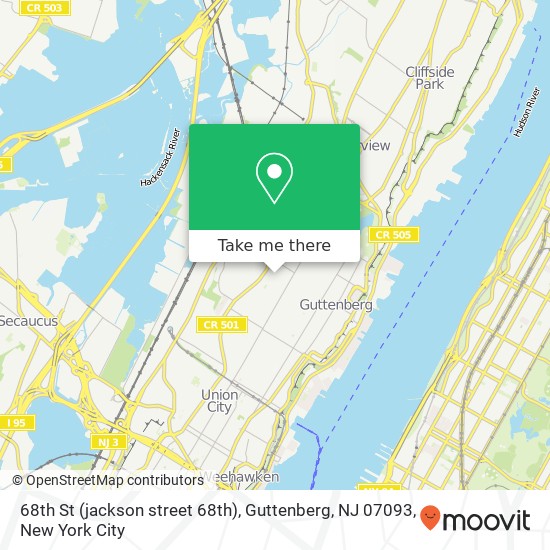 Mapa de 68th St (jackson street 68th), Guttenberg, NJ 07093