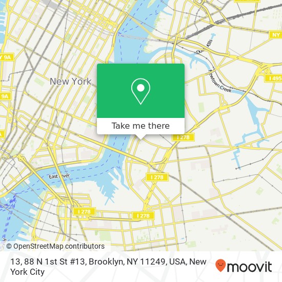 Mapa de 13, 88 N 1st St #13, Brooklyn, NY 11249, USA