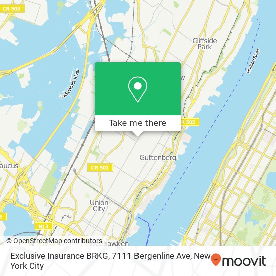 Mapa de Exclusive Insurance BRKG, 7111 Bergenline Ave