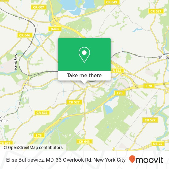 Mapa de Elise Butkiewicz, MD, 33 Overlook Rd