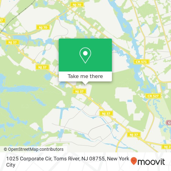 Mapa de 1025 Corporate Cir, Toms River, NJ 08755