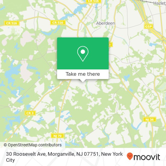 Mapa de 30 Roosevelt Ave, Morganville, NJ 07751