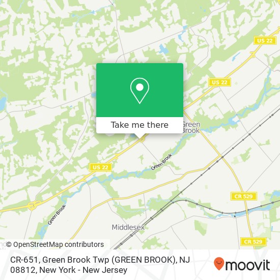 Mapa de CR-651, Green Brook Twp (GREEN BROOK), NJ 08812