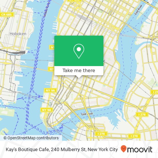 Mapa de Kay's Boutique Cafe, 240 Mulberry St