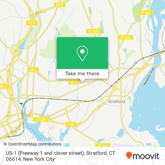 Mapa de US-1 (Freeway 1 and clover street), Stratford, CT 06614