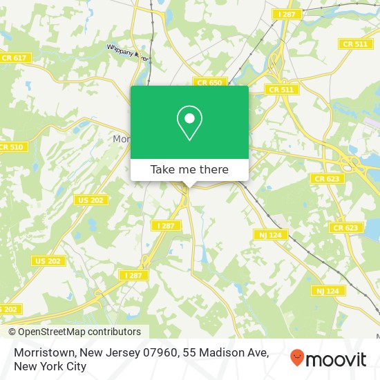 Mapa de Morristown, New Jersey 07960, 55 Madison Ave
