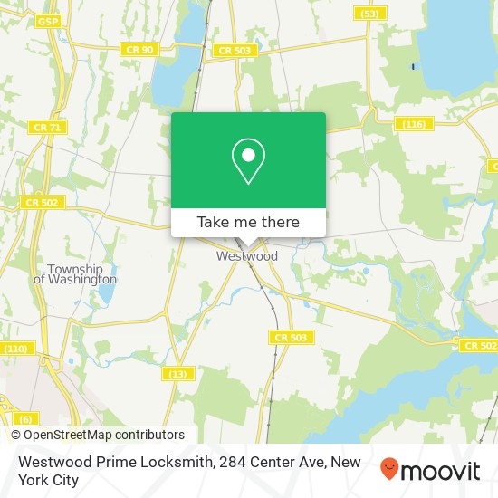 Mapa de Westwood Prime Locksmith, 284 Center Ave