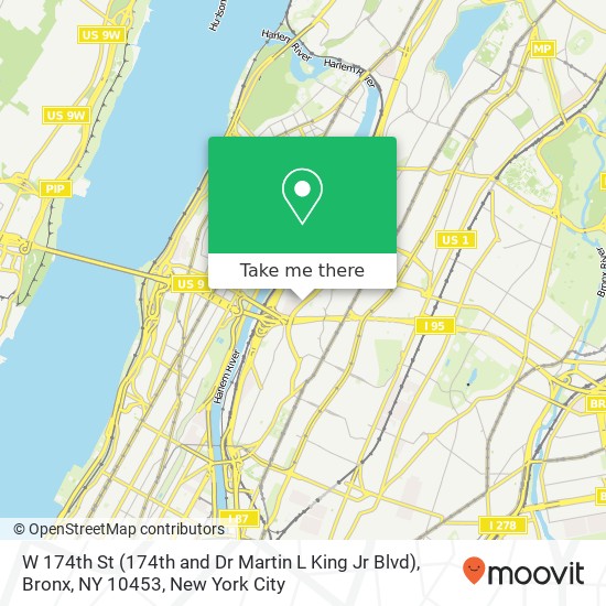 Mapa de W 174th St (174th and Dr Martin L King Jr Blvd), Bronx, NY 10453