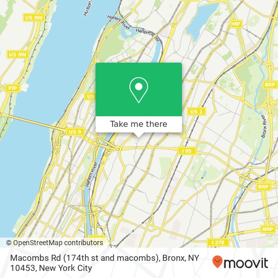 Mapa de Macombs Rd (174th st and macombs), Bronx, NY 10453