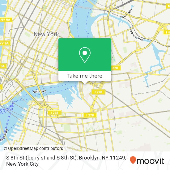Mapa de S 8th St (berry st and S 8th St), Brooklyn, NY 11249