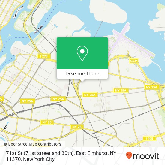 Mapa de 71st St (71st street and 30th), East Elmhurst, NY 11370