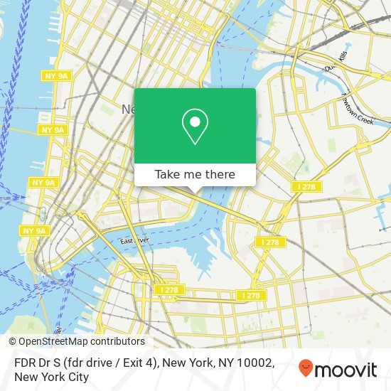 Mapa de FDR Dr S (fdr drive / Exit 4), New York, NY 10002