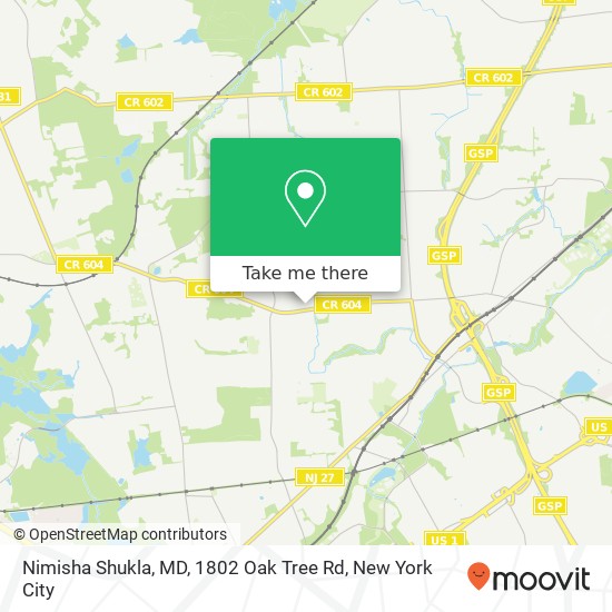 Nimisha Shukla, MD, 1802 Oak Tree Rd map