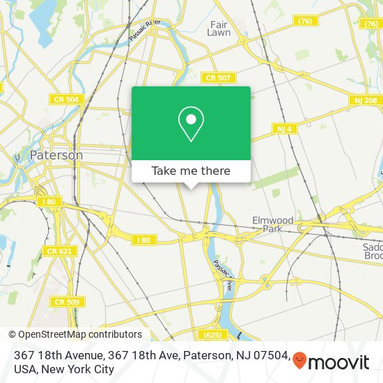367 18th Avenue, 367 18th Ave, Paterson, NJ 07504, USA map
