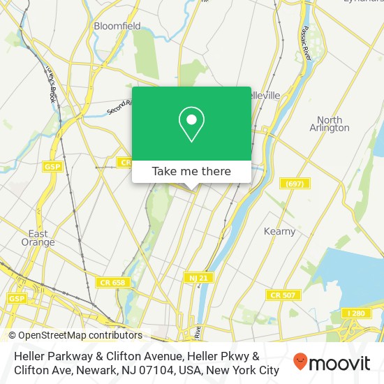 Mapa de Heller Parkway & Clifton Avenue, Heller Pkwy & Clifton Ave, Newark, NJ 07104, USA