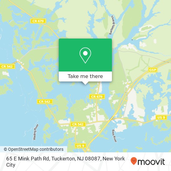 Mapa de 65 E Mink Path Rd, Tuckerton, NJ 08087