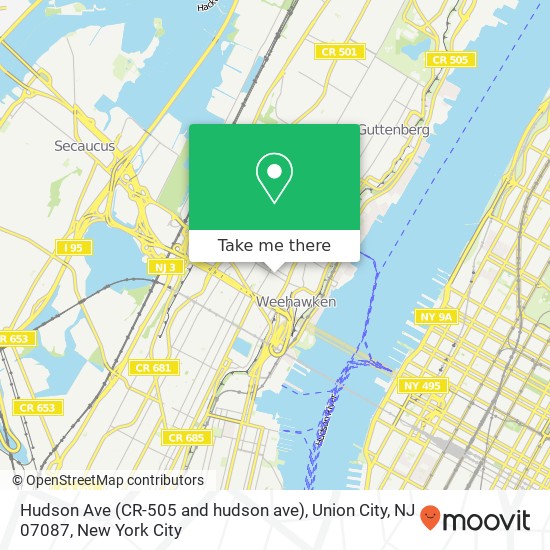 Mapa de Hudson Ave (CR-505 and hudson ave), Union City, NJ 07087