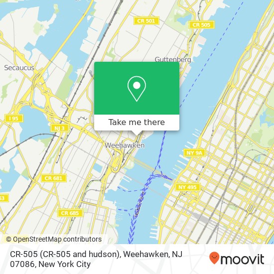 Mapa de CR-505 (CR-505 and hudson), Weehawken, NJ 07086