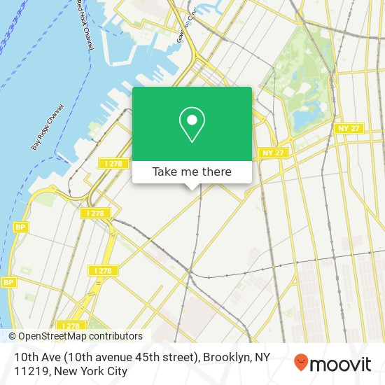 Mapa de 10th Ave (10th avenue 45th street), Brooklyn, NY 11219