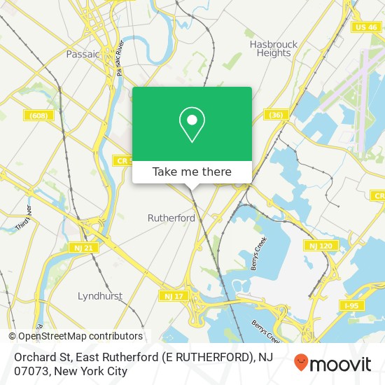 Mapa de Orchard St, East Rutherford (E RUTHERFORD), NJ 07073