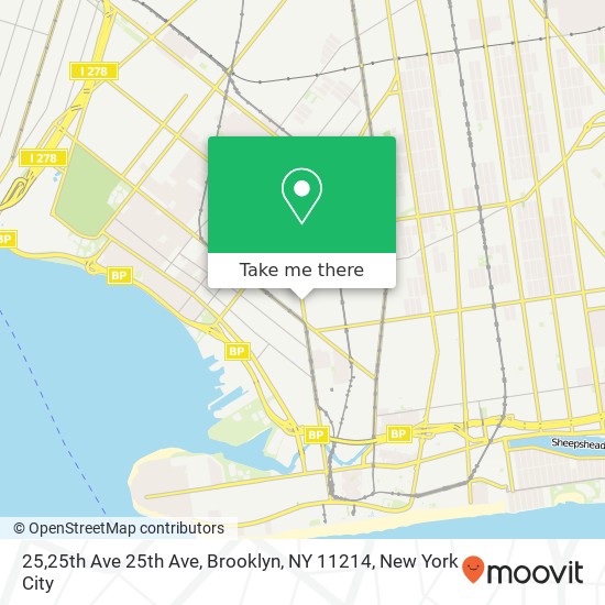 Mapa de 25,25th Ave 25th Ave, Brooklyn, NY 11214