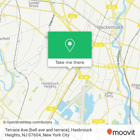 Terrace Ave (bell ave and terrace), Hasbrouck Heights, NJ 07604 map