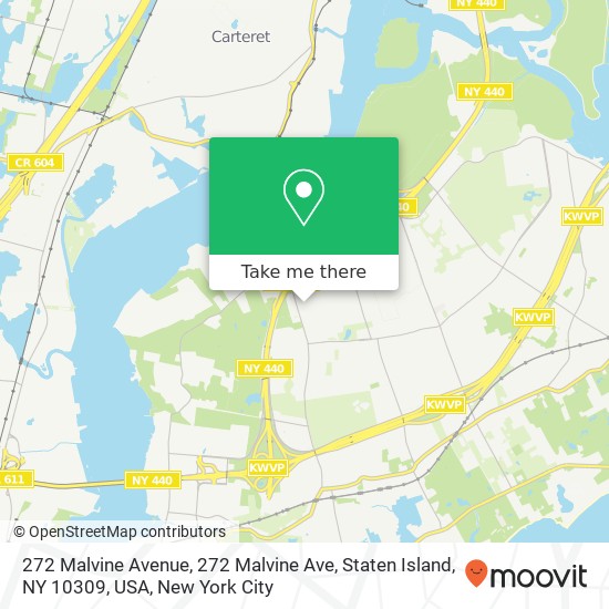 272 Malvine Avenue, 272 Malvine Ave, Staten Island, NY 10309, USA map